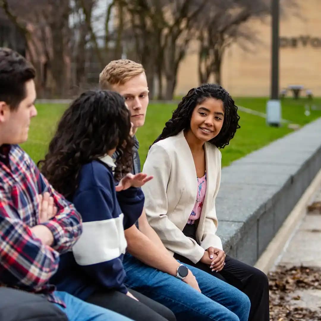 Grace-On-Campus-Students A group of Grace On-Campus students sitting outside in Grand Rapids, Michigan